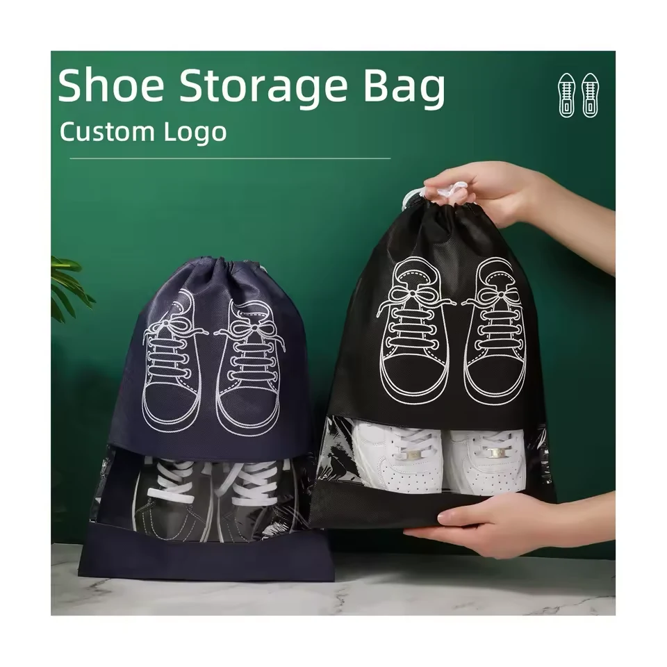 Nonwoven Shoe Storage Bags with Clear Viewing Panel product reference image