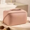 Geometric PU Double-Zipper Toiletry Bag Pink · Style 01 color SKU reference