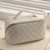 Geometric PU Double-Zipper Toiletry Bag White · Style 02 color SKU reference