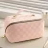 Geometric PU Double-Zipper Toiletry Bag Pink · Style 02 color SKU reference