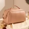 Geometric PU Double-Zipper Toiletry Bag Pink · Style 03 color SKU reference