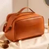 Geometric PU Double-Zipper Toiletry Bag Brown · Style 03 color SKU reference