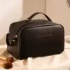 Geometric PU Double-Zipper Toiletry Bag Black · Style 03 color SKU reference