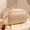 Geometric PU Double-Zipper Toiletry Bag White · Style 03 color SKU reference