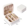 Mini PU Travel Jewelry Organizer Case White color SKU reference