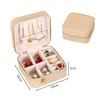 Mini PU Travel Jewelry Organizer Case Beige color SKU reference