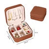 Mini PU Travel Jewelry Organizer Case Brown color SKU reference