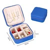 Mini PU Travel Jewelry Organizer Case Blue color SKU reference