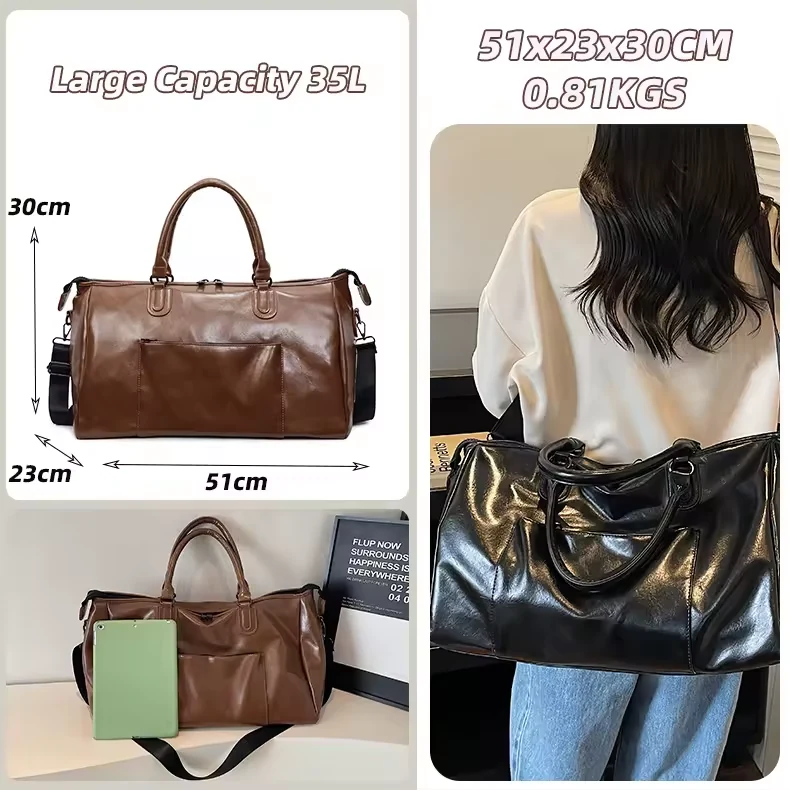 Croc-Embossed PU Travel Duffel with Front Pocket product reference image