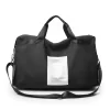Letter-Print Oxford Shoulder Bag with Dry/Wet Pocket Black color SKU reference