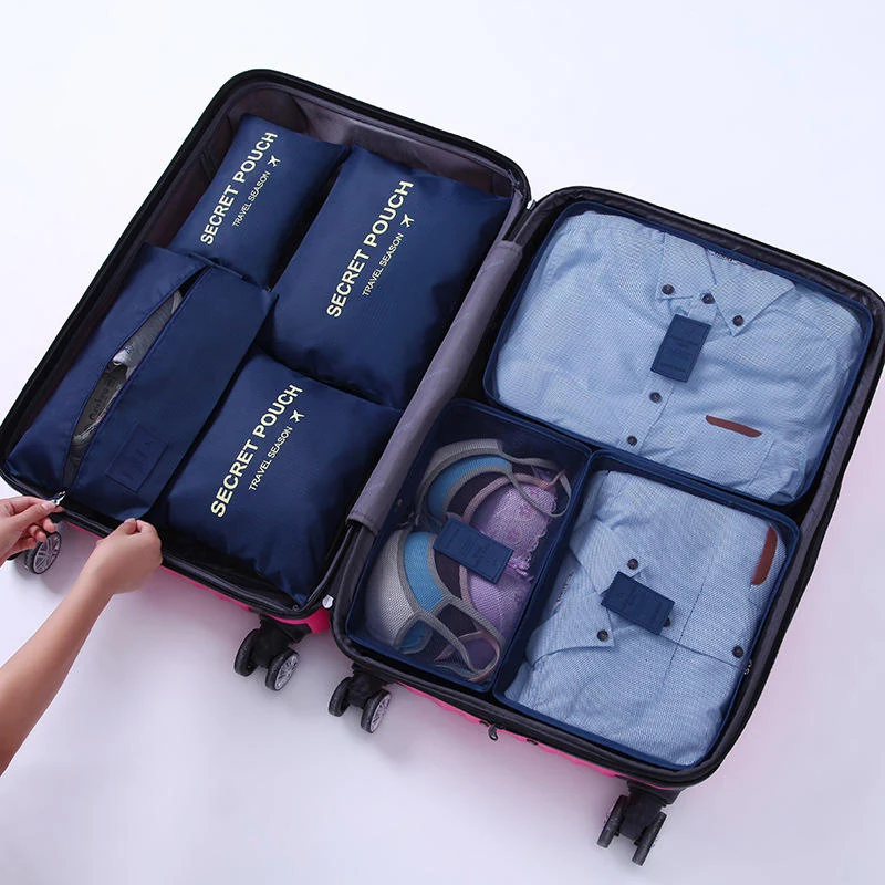 Seven-Piece Packing Cube Set for Travel Luggage Dark blue color SKU reference