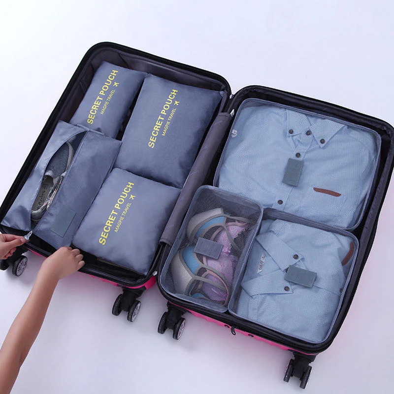 Seven-Piece Packing Cube Set for Travel Luggage Gray color SKU reference