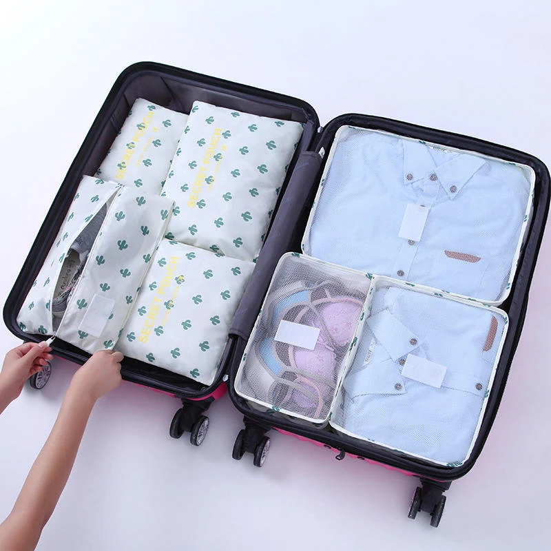 Seven-Piece Packing Cube Set for Travel Luggage Cactus color SKU reference