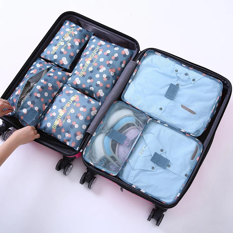 Seven-Piece Packing Cube Set for Travel Luggage Orchid color SKU reference