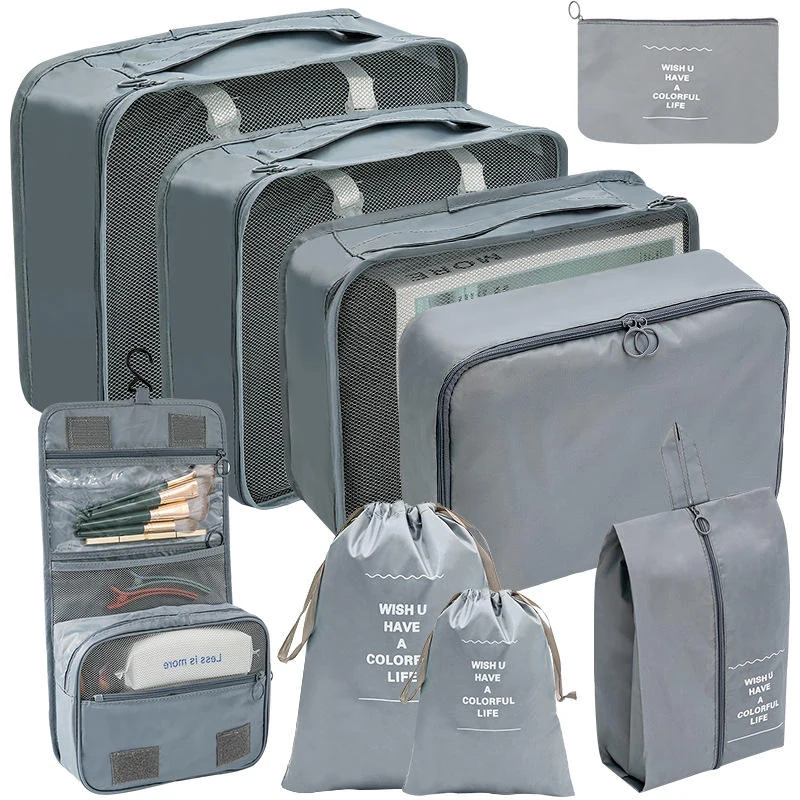 Multi-Piece Drawstring Travel Storage Set with Hanging Hook 9PCS (T/N) color SKU reference