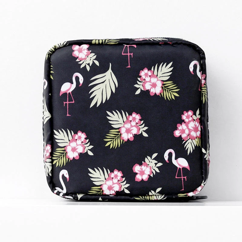 Printed Nylon Lipstick & Coin Pouch with Zipper Blue bird color SKU reference