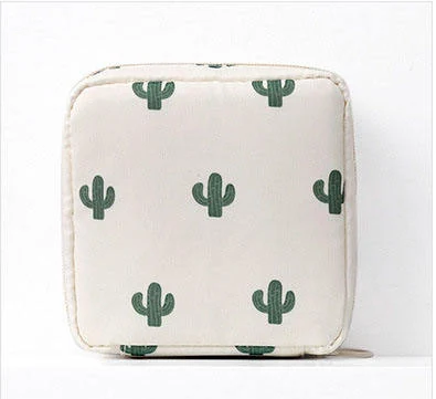 Printed Nylon Lipstick & Coin Pouch with Zipper Cactus color SKU reference