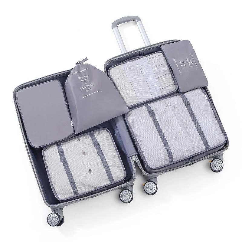 Six-Piece Oxford Travel Packing Cube Set Gray color SKU reference
