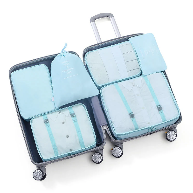 Six-Piece Oxford Travel Packing Cube Set Bright blue color SKU reference