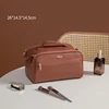 PU Travel Makeup & Toiletry Bag Light brown color SKU reference