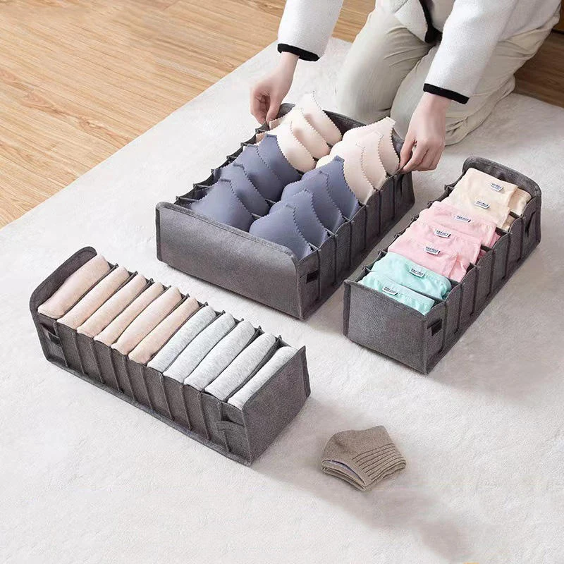 Nylon Drawer Organizer for Bras & Underwear Gray set SKU overview reference