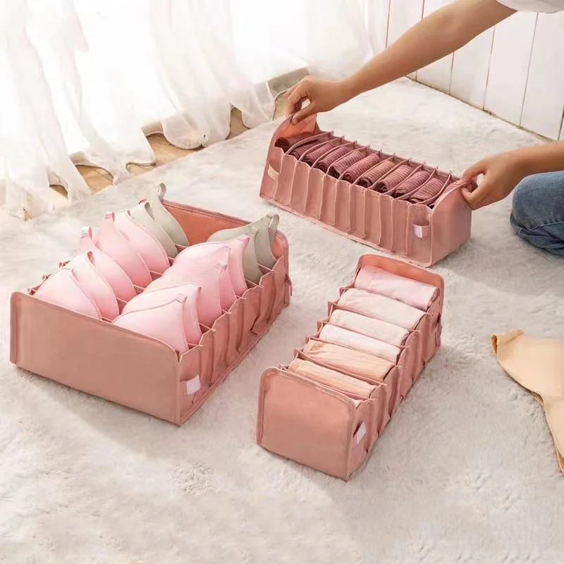 Nylon Drawer Organizer for Bras & Underwear Pink set SKU overview reference