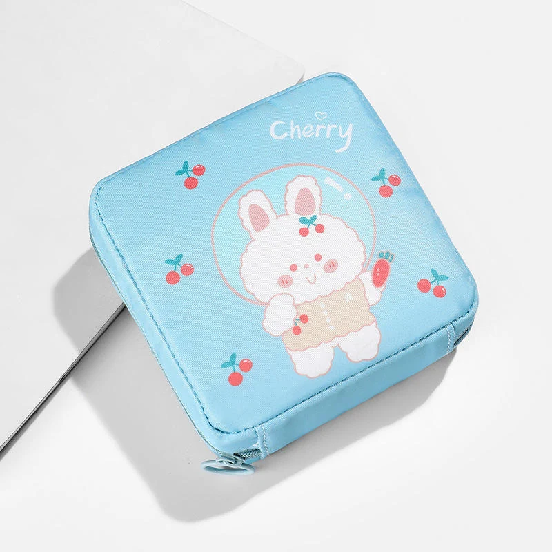 Nylon Zip Makeup Pouch with Character Print Options Bunny print color SKU reference
