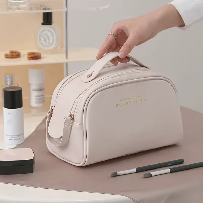 PU Leather Cosmetic Bag with Double Zipper product reference image