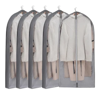 Reusable Nonwoven Garment Cover with Side Gusset Gray · 60 × 16 × 100 cm color SKU reference