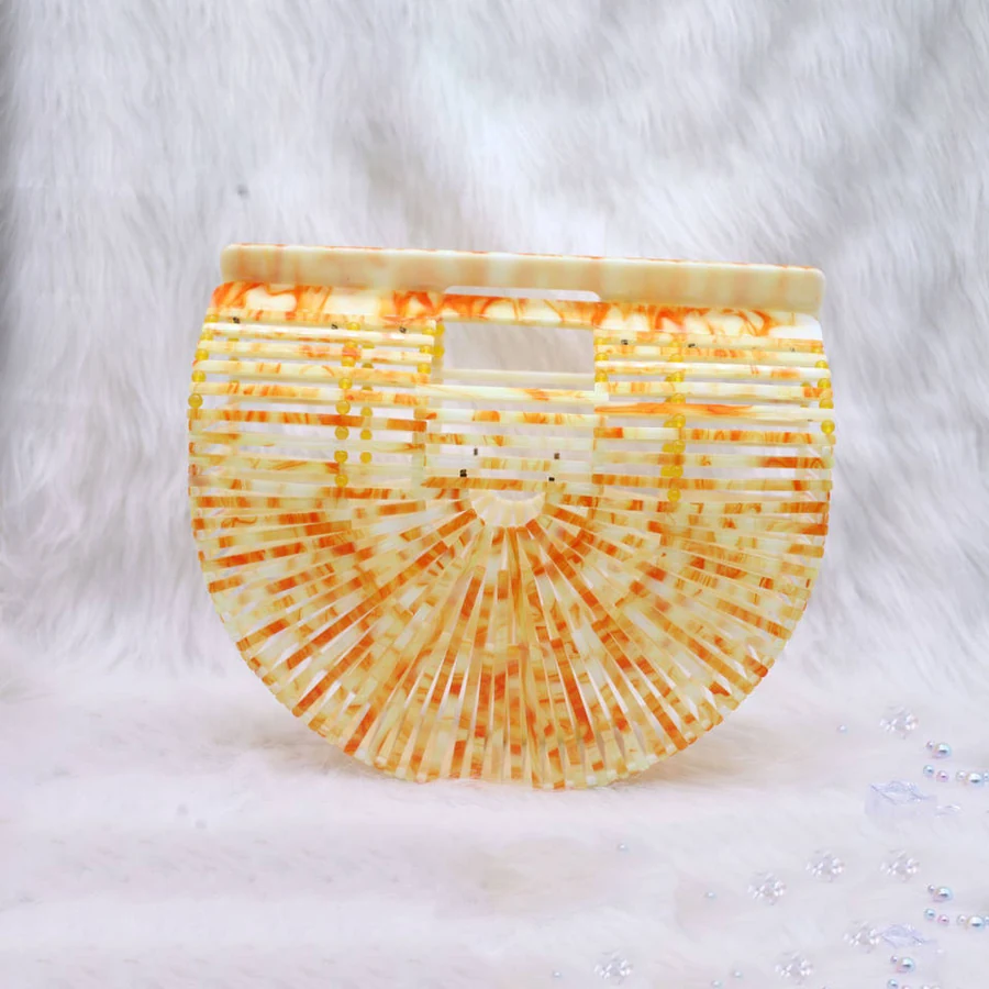 Handmade Acrylic Evening Clutch in Five Color References Yellow color SKU reference