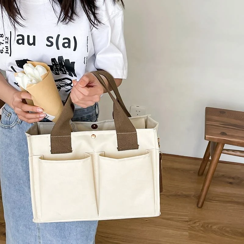 Oxford Multi-Pocket Shoulder Tote with Zip Closure product reference image