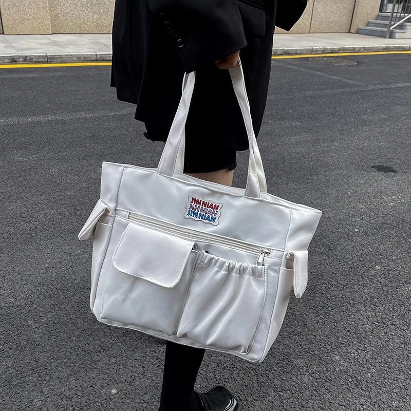 Color-Block Oxford Multi-Pocket Shoulder Tote product reference image