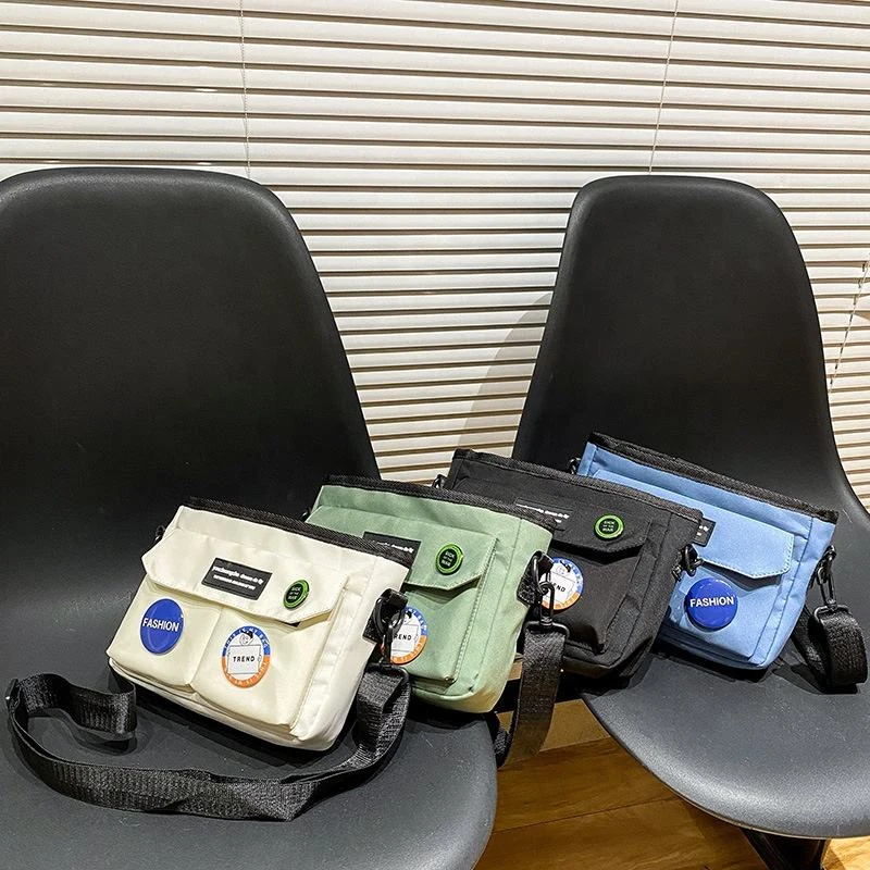 Mini Nylon Crossbody Bag with Cartoon Sticker Details product reference image