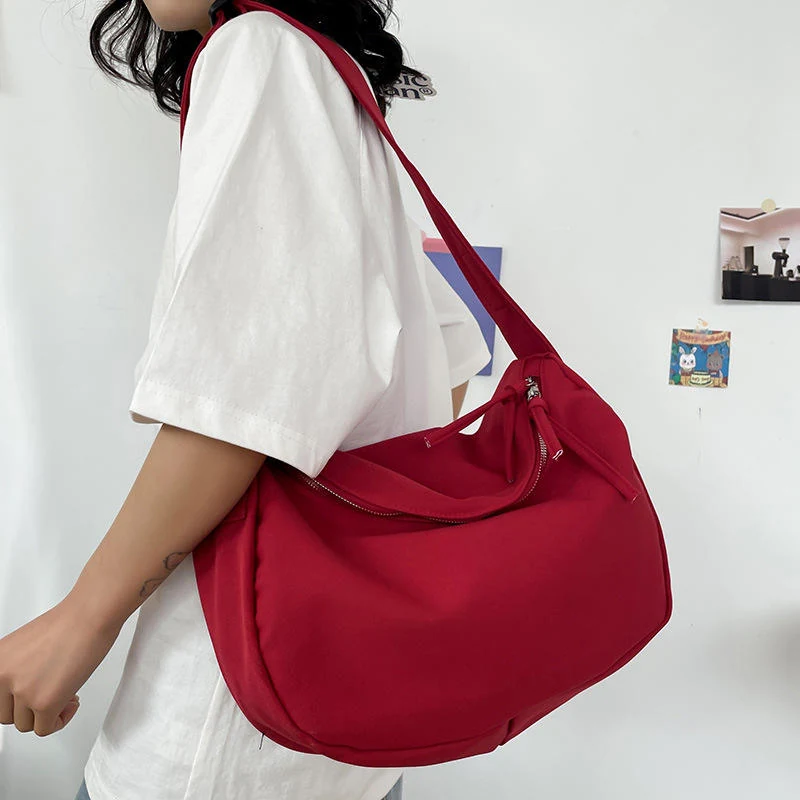 Nylon Work Tote & Crossbody Bag with Adjustable Strap Red color SKU reference