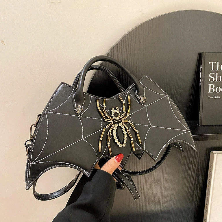Spider-Embroidered PU Phone Crossbody Bag with Removable Strap product reference image