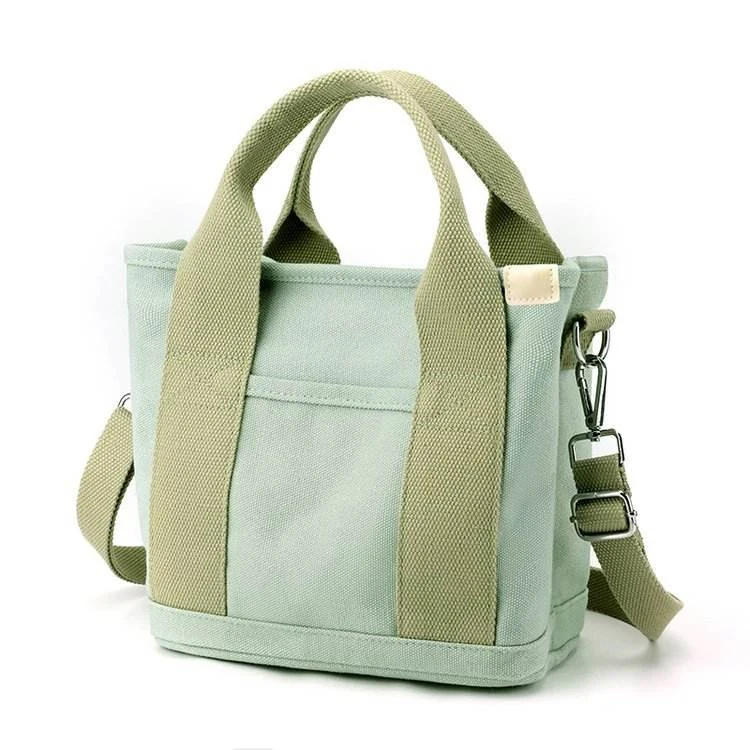 Multi-Layer Canvas Makeup Crossbody Bag with Detachable Strap Green color SKU reference