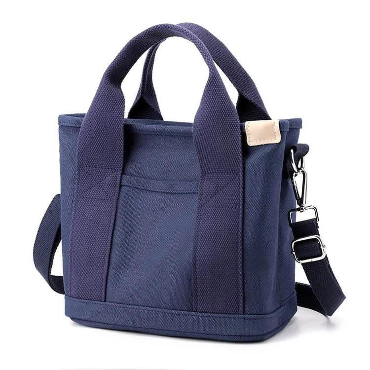 Multi-Layer Canvas Makeup Crossbody Bag with Detachable Strap Dark blue color SKU reference