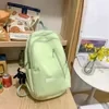 Nylon School Backpack with Lamb Pendant Green color SKU reference