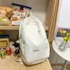Nylon School Backpack with Lamb Pendant White color SKU reference