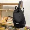 Nylon School Backpack with Lamb Pendant Black color SKU reference