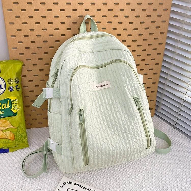Nylon Bubble-Grid School Backpack with Bear Pendant product reference image