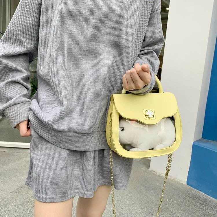 PU Mini Crossbody Bag with Clear Window & Bunny Pouch Yellow color SKU reference