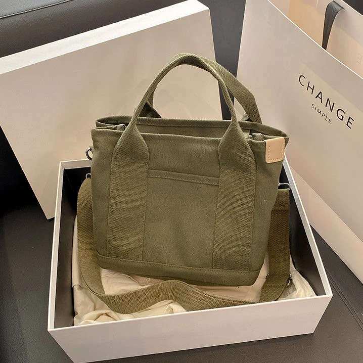Compact Canvas Crossbody Bag with Multi-Pocket Storage Green color SKU reference