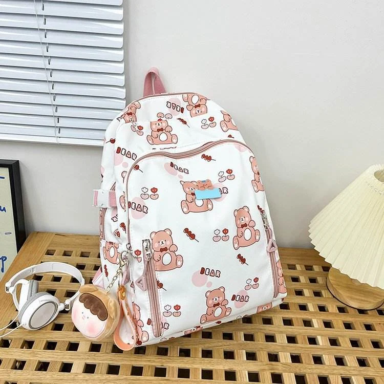 Cartoon Graffiti Multi-Pocket Backpack Pink color SKU reference