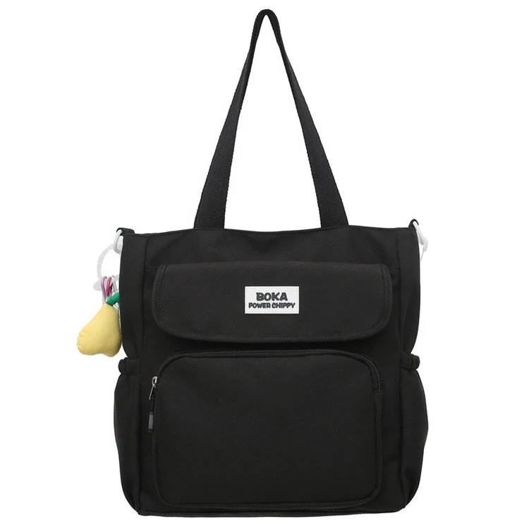 Nylon Multi-Pocket Shoulder Bag with Pear Pendant product reference image