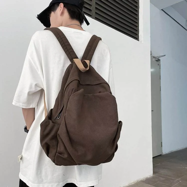 Multi-Layer School Backpack with Two Side Pockets Brown color SKU reference