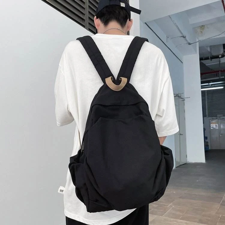 Multi-Layer School Backpack with Two Side Pockets Black color SKU reference