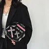 Heart-Shape PU Crossbody Bag with Metal Detail Black color SKU reference