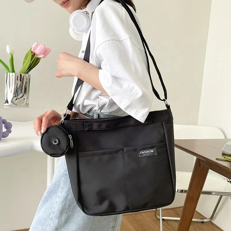 Nylon Multi-Layer Shoulder Bag with Mini Pouch product reference image