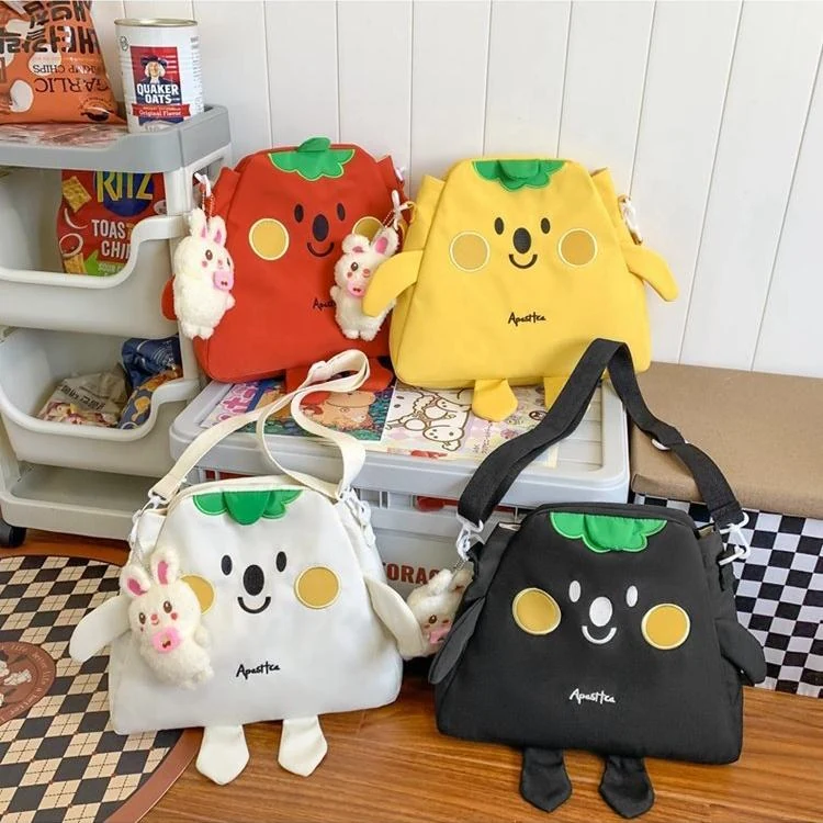 Tomato-Shape Nylon Crossbody Bag with Embroidered Letter Detail product reference image